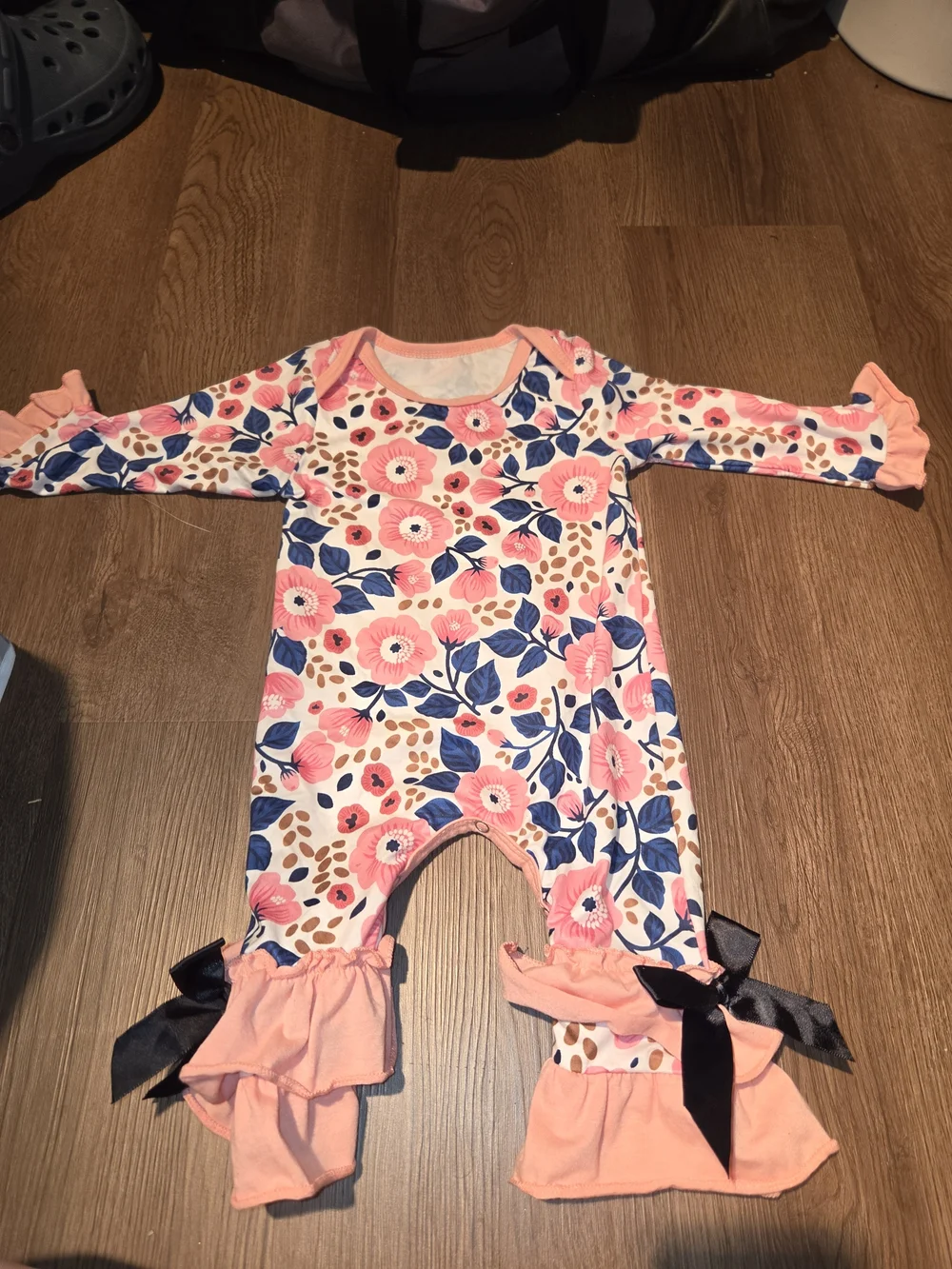 Coral Floral Sleeveless Baby Bodysuit - Unbranded